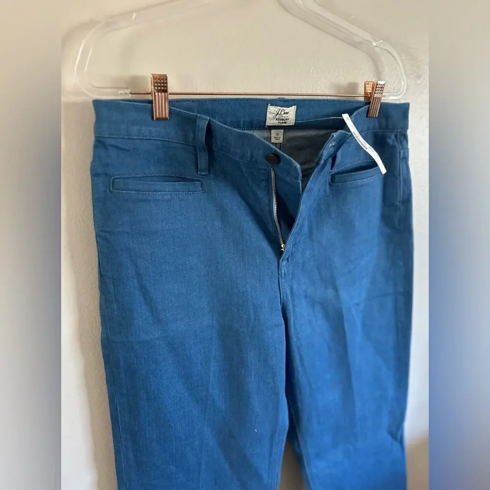J.Crew Ashbury Flare Jeans Size 31 NWT High Rise Light Wash Stretch Denim